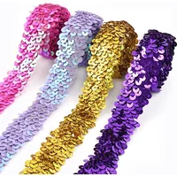 2/5/8M 30mm Sequin Lace Trim Elastic Band Shiny Rubber Bands Dress Clothes Pants Decoration Ribbon DIY Sewing Accessories