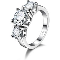 Hot Sale 925 Sterling Silver Color 3 CZ Stone Prong Setting Band Rings for Men Women Wedding Engagement Jewelry