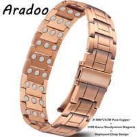 ARADOO Premium Pure Copper Bracelet for Men with Deployant Clasp Design Wristband Jewelry Gifts