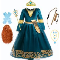 Girls Merida Cosplay Princess Dress Children Performance Clothes Kids Autumn Dress Halloween Carnival Party Long Sleeves Outfits image 4