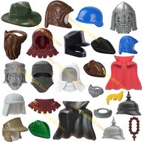 MOC Figures Body Parts Building Blocks Medieval Knights Helmet Beard Empire Hat Cape Axe Hamme Sickle Mini Bricks Toys Gifts