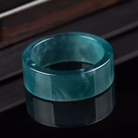 Myanmar Emerald Jade Blue Water Fingerstall Ring Jadeite Amulets Fashion Natural Emerald Jewelry Charm Gifts for Men Women Lucky