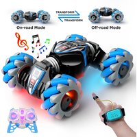 Latest 4WD remote control stunt car 2.4G wireless RC drift car LED lights watch gesture sensor rotating children's toy gift