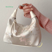 〔Rebecca〕Chinese Style Embroidered Handbag Hanfu Embroidery Handbag Zipper Crossbody Bag Cheongsam Bag Party