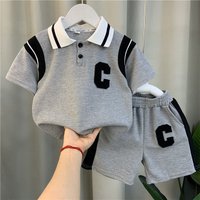 1Set Boys Girls Leisure Set Fashion Children Short Sleeve Shorts Sets Summer Kids Clothes Baby Tee Pants Solid Color Tracksuits
