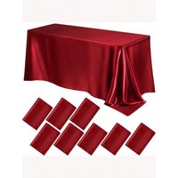 1pc Satin Rectangular Tablecloth, Smooth Silk-Like Fabric Suitable For Party, Wedding, Outdoor Event, Holiday Dinner, Banquet De