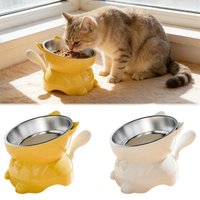 Stainless Steel Cat Bowl Anti-Spill Slanted Cat Food Food Water Dish For Cats Kitten Stainless Steel Cat Bowl