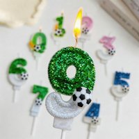 New Soccer Cake Candle Football Number Birthday Candle Green Blue Sports Them Party Decoration Handmade Candles DIY Celebrations