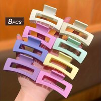 8 Rainbow Cube-Shaped Hollow Hair Clips, Approximately 2.56inch in Length, Available in Various Colors, Cute and Stylish, Easy to Use, Multifunctional Square Hair Clips, Suitable for Commuting,
