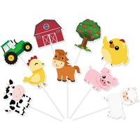 36pcs Farm Animal Cake Decoration Cow Pig Chick Sheep Figures Tractor Cake Topper Kids First Birthday Party Farm Themed decor