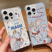 Cartoon Elephants Dumbos Phone Case for Apple iPhone 17 Air 16 15 14 Plus 13 12 11 Pro Max Anti-drop Transparent Cover