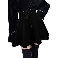 Halloween Mall Goth Skirt Women Harajuku Y2k E-girl High Waist Bandage Black Mini Skirt Dark Gothic Punk Club Wear Streetwear
