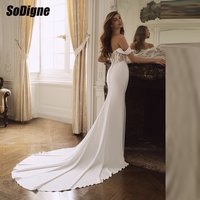 SoDigne Mermaid Satin Wedding Dresses Off Shoulder Sleeveless Bridal Dress 2026 Long Bride Gown vestidos de novia Customized