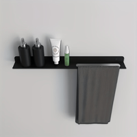 1pc Metal Modern Wall-Mounted Bathroom Shelf with Towel Bar-Heavy-Duty Iron Space-Saving Storage Shelf, Multifunctional Shelving