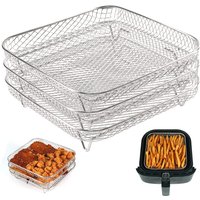 3Layer Air Fryer Racks Stainless Steel Basket Tray Stackable Multifunctional Durable Ovens Racks Air Fryer Accessories