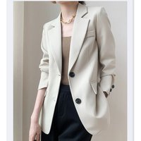 Korean Version Women's Formal Outfits Women's Blazer Autumn New Temperament All-match Long Sleeve White Jacket for Female