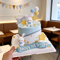 Bunny Animal Style Cake Topper Lovely Cake Decor for First Birthday Baby Shower and Traditional Easter Themed Party Arrangements
