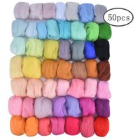 50 Colors Fiber Woolen Yarn, Wool Roving Needlework Wool Felting DIY Hand Spinning, Needlework Craft, 3g/Color