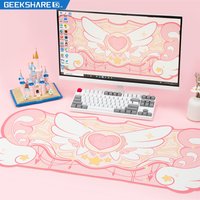 GeekShare Computer Gaming Mouse Pad Big Size 84*37cm Kawaii Pink Star Wings Desk Pad Office Table Mat Anti-slip Waterproof Mats