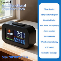 Intelligent Weather Station Clock With Color Display - Temp & Humidity Monitor Backlit For Kids & Teens Bedroom/Dorm Desk〔Nest〕