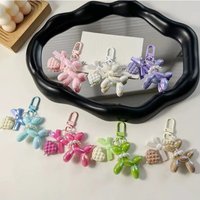 Cartoon Balloon Dog Keychain Colorful Acrylic Cute Bow Sweet Y2k Dog Bag Pendant Ornament Keyring Car Decoration Gifts for Women