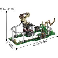 1291pcs Dinosaur-Themed Roller Coaster Building Blocks Set Educational Unisex Kids Bricks Playset Creative Colorful Model NO.661