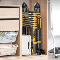 Aluminum Alloy Thickened Folding Ladder, Portable Telescopic Straight Ladder for Home and Engineering