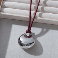 Europe Copper Plated Platinum Pendant Red Braided Rope Long Chain Necklace Minimalist Jewelry Accessory Woman