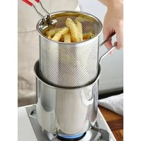 stainless steel fryer with French fries and chicken wings,Tianfu Luo pot household small oil pot with filter screen