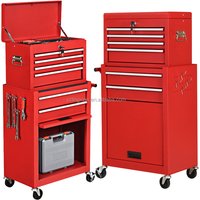 Workshop 23.5" W 6 Drawer Combination Set Rolling Tool Box Cabinet Garage Metal Tool Cabinets Combo With Wheels