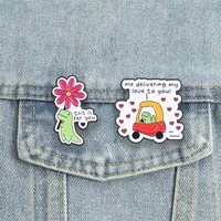 Cute Green Dinosaur Enamel Pins Love Delivery T-Rex Brooches Dino Lapel Badge Funny Animal Jewelry Gift for Friends