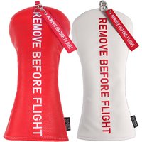 Red Remove Before Flight Synthetic Leather Golf Headcover Square Large Mallet Blade Putter Headcover 460CC Driver covers