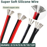 1M/200M Heat Resistant cable Multi Core Parallel 26AWG Ultra Soft Silicone Wire High Temperature Flexible Copper Black Red