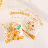 50/100pcs Eid Mubarak Gift Bags Plastic Bag Cookie Candy Ramadan Kareem Decoration 2025 Islamic Muslim Party Packaging Bag Pouch