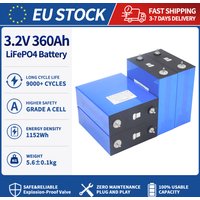 Hochkapazitäts-3,2-V-360-Ah-LiFePO4-Batterie, 4–16 Stück, Lithium-Eisenphosphat-Zellen der Klasse A, wiederaufladbar, DIY, 12 V, 24 V, 48 V, für Solar-Off-Grid-Heimenergiespeichersysteme, Wohnmobile,