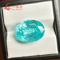 Huge 20-30CT YAG Created Neon Blue Paraiba Tourmaline Loose Gemstone, Oval Cut Lab Grown Paraiba Stone for Custom Jewelry