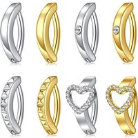 4PC 14G Stainless Steel Clicker Heart Belly Button Ring For Women Gold Color Reverse Curved Navel Barbell Body Jewelry 10MM