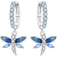 MISEFF S925 Sterling Silver Earring Exquisite Insects Blue Purple Dragonfly Earrings For Women Fashion Jewelry Birthday Gift