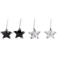 Cute Small Star Black Cubic Zircon Stud Earrings for Women Sterling Silver 925 Trendy Lady Jewelry New Official-website YEA179