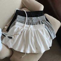 Summer Women Sports A Line Skirts for Women Summer High Waist Drawstring Solid Mini Skirts Female Sweet All Match Ballet Skirts