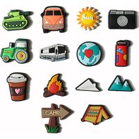 camping Cute shoe charms Shoe Decoration Buckle Accessories DIY tank tent bus cup guidepost tractor camera gift girl frined