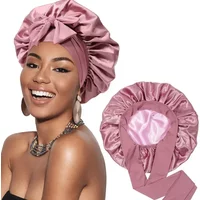 Double Layer Satin Hair Cap For Sleeping Bonnets For Women Round Haircare Women Headwear Night Hat Reversible Head Cover