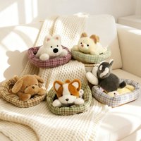 Adorable Sleeping Puppy Plush Toy Westie Dog Schnauzer Dog Dog Kennel Combo Stuffed Plushie Birthday Gifts for Kids Home Decor