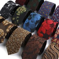 New Design Floral Men Tie Luxury Relief Embroidery Flower Wave Red Brown Necktie Thick Jacquard Woven Business Party Cravat