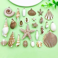 10/25pcs Acrylic Charms, Brown Starfish, Conch, Seashell Pendants For DIY Bracelets Necklaces Earrings Jewelry Making Accessory