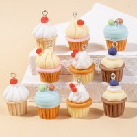 10pcs/Pack 3d Fruit Cake Resin Charms Ice Cream Blueberry Cherry Cupcake Pendant For Earring Keychain Diy Jewelry Random Color