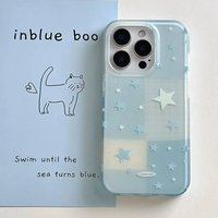 Kawaii Cartoon Korean INS Blue Star Cute Gentle Summer Phone Case For iPhone 17 Air 16 15 14 13 12 11 Pro Max Y2K Creative Cover