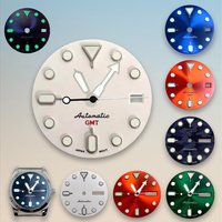 High-Quality Dual Calendar Dial 28.5mm S5 Dial SKX007 Dial Fit NH36/4R36 Movement Green Luminous Watch assembly parts