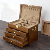 High-End Wooden Jewelry Box Large Capacity Lockable Wedding Accessories Storage Box Real Wood New Model Elegant Design image 3