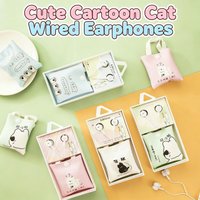 Cartoon Cat 3.5mm Jack Wired In-ear Earbuds Music Gaming With Cute Storage Bag Comfort Fit for Student Girls Daily Creative Gift